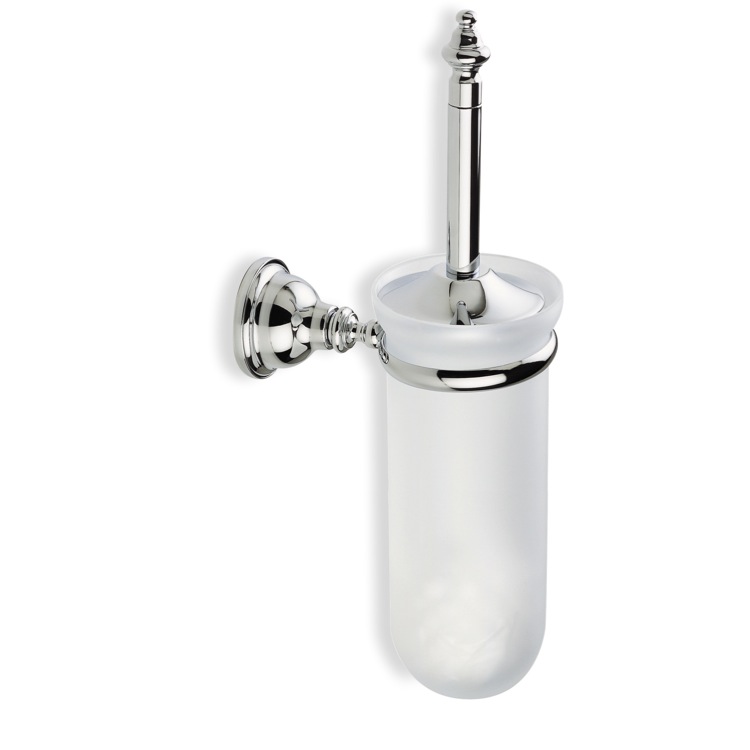 Toilet Brush, StilHaus EL12, Classic Style Wall Mounted Glass Toilet Brush Holder
